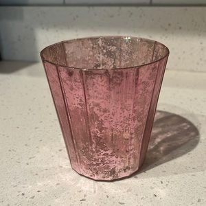 Vintage pink candle holders that have great sparkle.